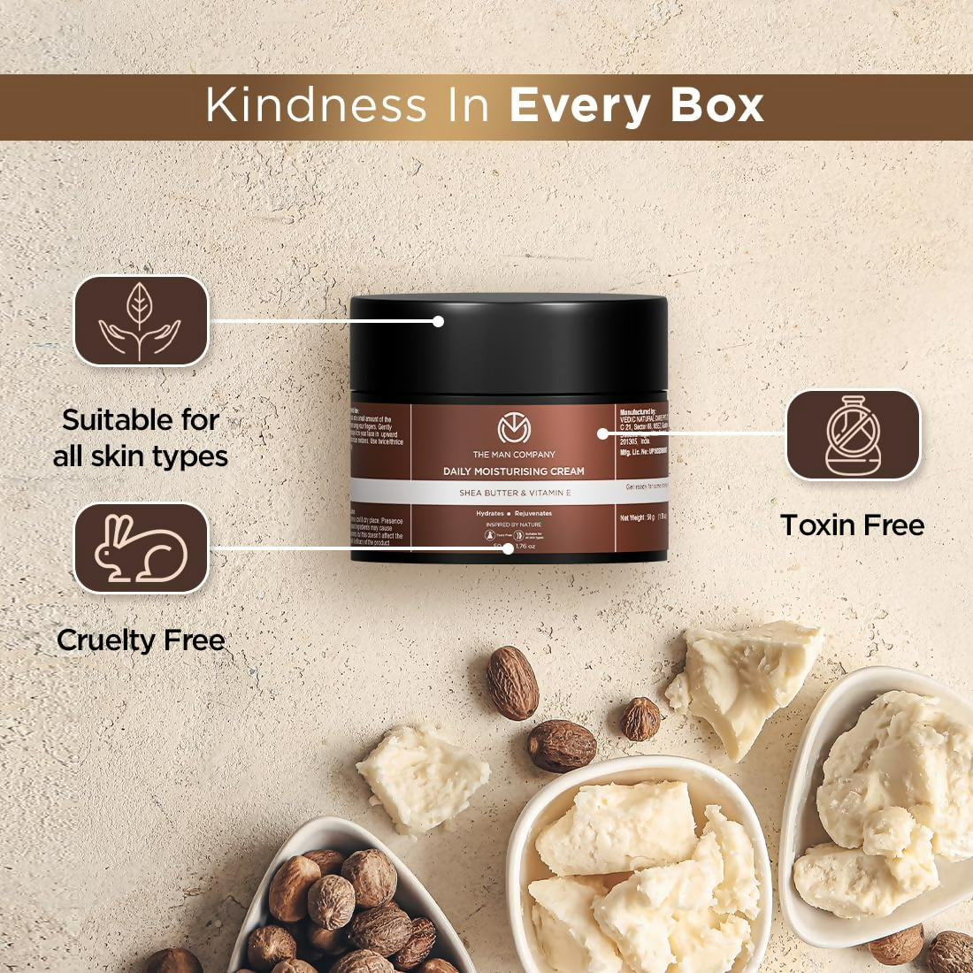 The Man Company Non-Sticky Daily Moisturizing Cream For Dry Skin - Swadesiicart