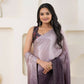 Wine Satin Pedding Designer, Printed Party Wear Ready To Wear Saree - Femina | Swadesiicart
