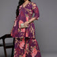 Ahalyaa Women's Traditional Wear Co-ords - Purple - Swadesiicart