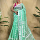 Exclusive Collection Beautiful Turquoise Jaal Jamdani Saree - Swadesiicart
