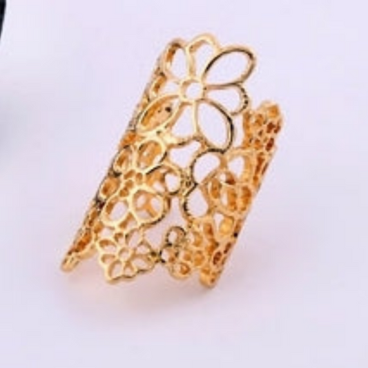 Gold-Polished Alloy Golden Mughlai Ring - The Pari | Swadesiicart
