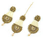 Mominos Fashion Johar Kamal Golden Kundan & Pearls Earrings With Tikka - Mominos Fashion