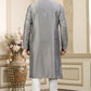 Raivat Ethnic Banarasi Art Silk Thread and Mirror Work Kurta Pajama In Grey Colour | Swadesiicart