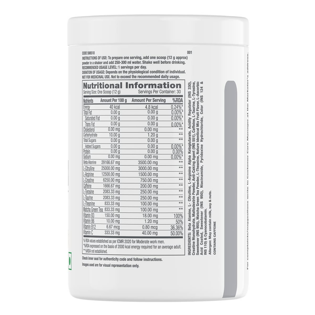 GNC Pro Performance Pre-Workout Fruit Punch | Swadesiicart