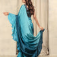 Blue Satin Solid Designer, Printed Party Wear Ready To Wear Saree - Nasreen | Swadesiicart