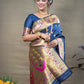 Jyoti Fashion Women's Blue Paithani Silk Zari Woven Saree with Blouse | Swadesiicart