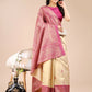 Astita Aura Silk Cream Magenta Banarasi Silk Saree | Swadesiicart