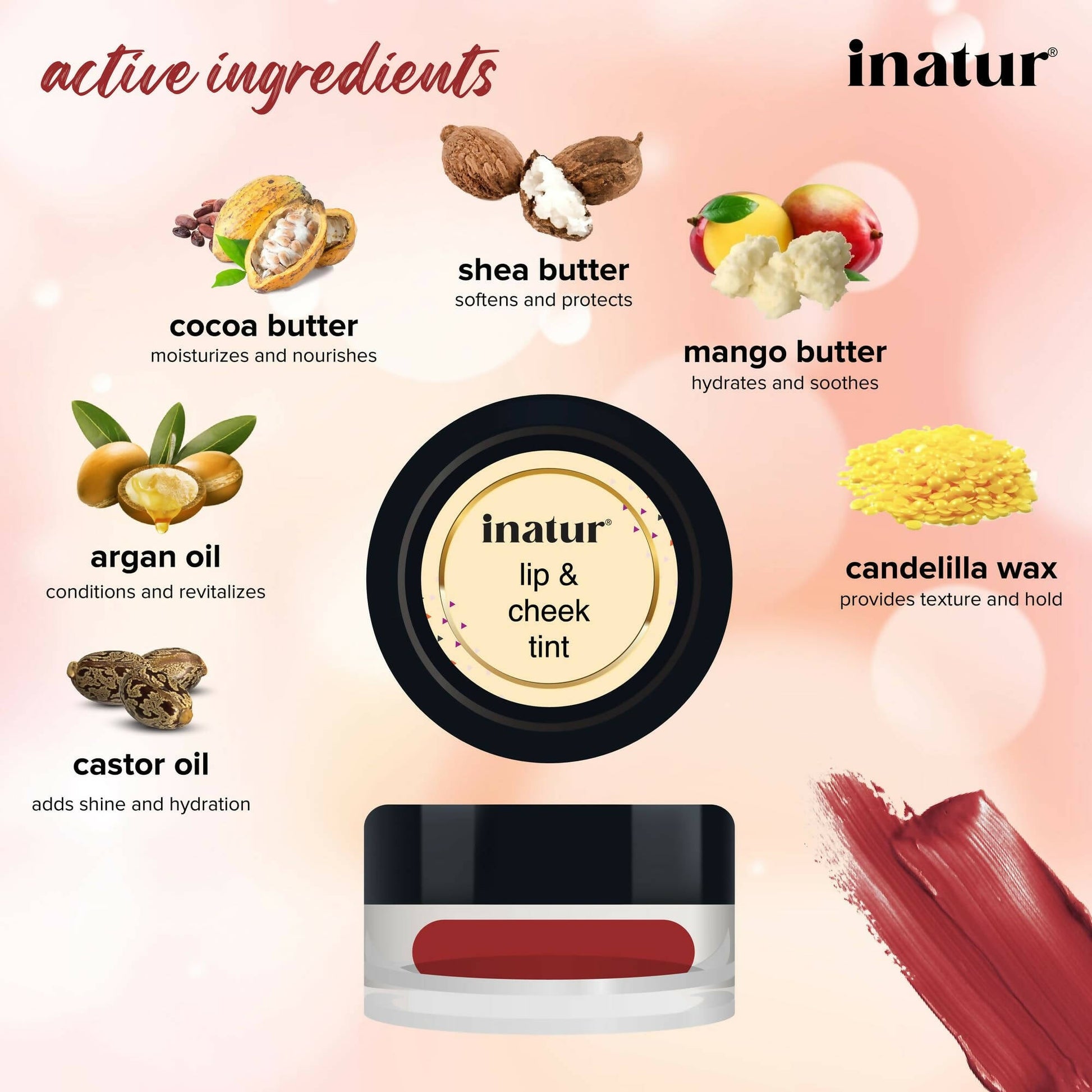 Inatur Lip and Cheek Tint Cherry - Swadesiicart