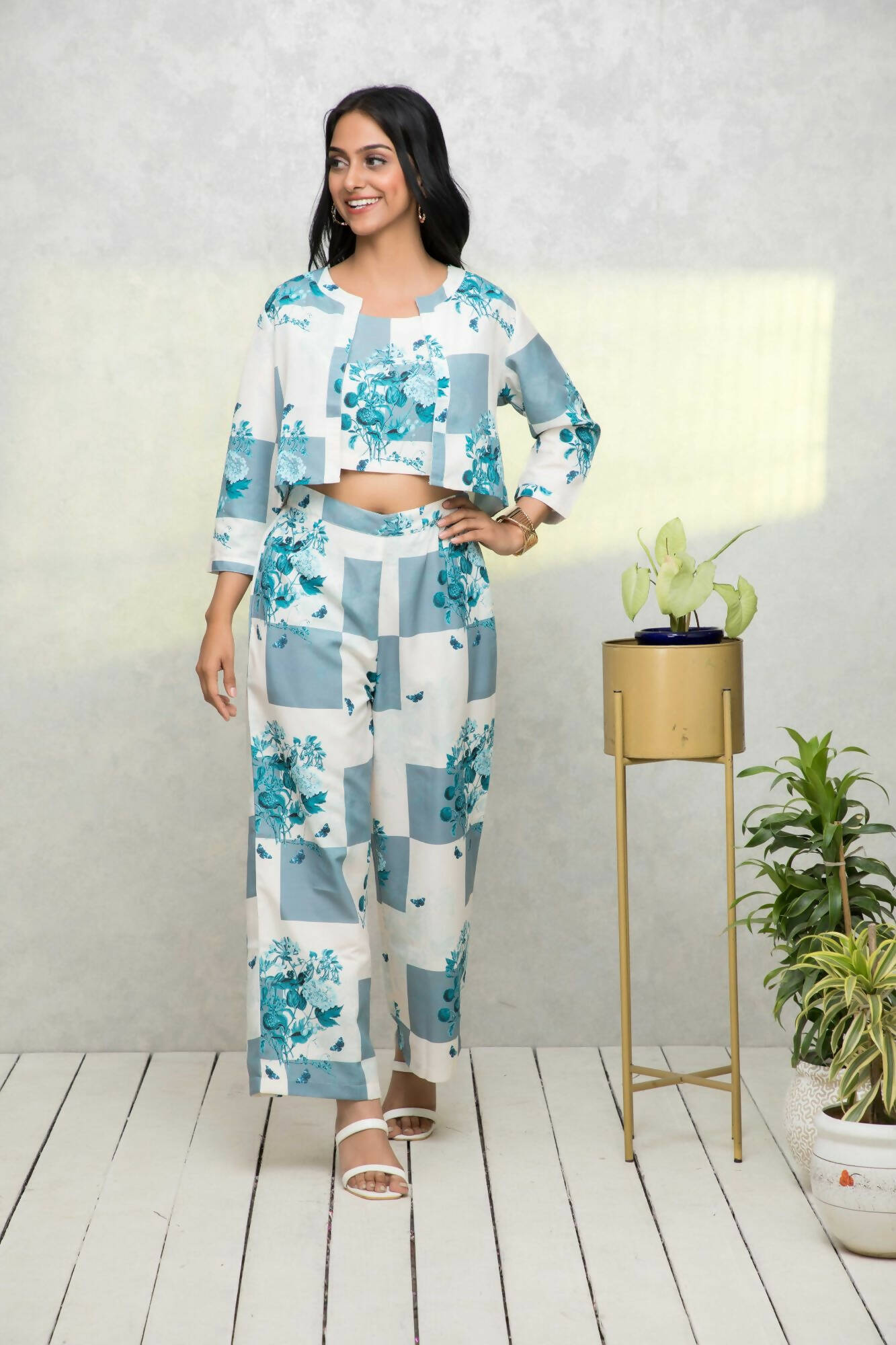 Myshka Women Multi Printed Summer Checks Co-Ords - Swadesiicart