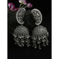 Peacock Shaped Tribal Design Oxidised Silver Plated Chandelier Jhumkas (VMC-PCK1) By House of Ree | Swadesiicart