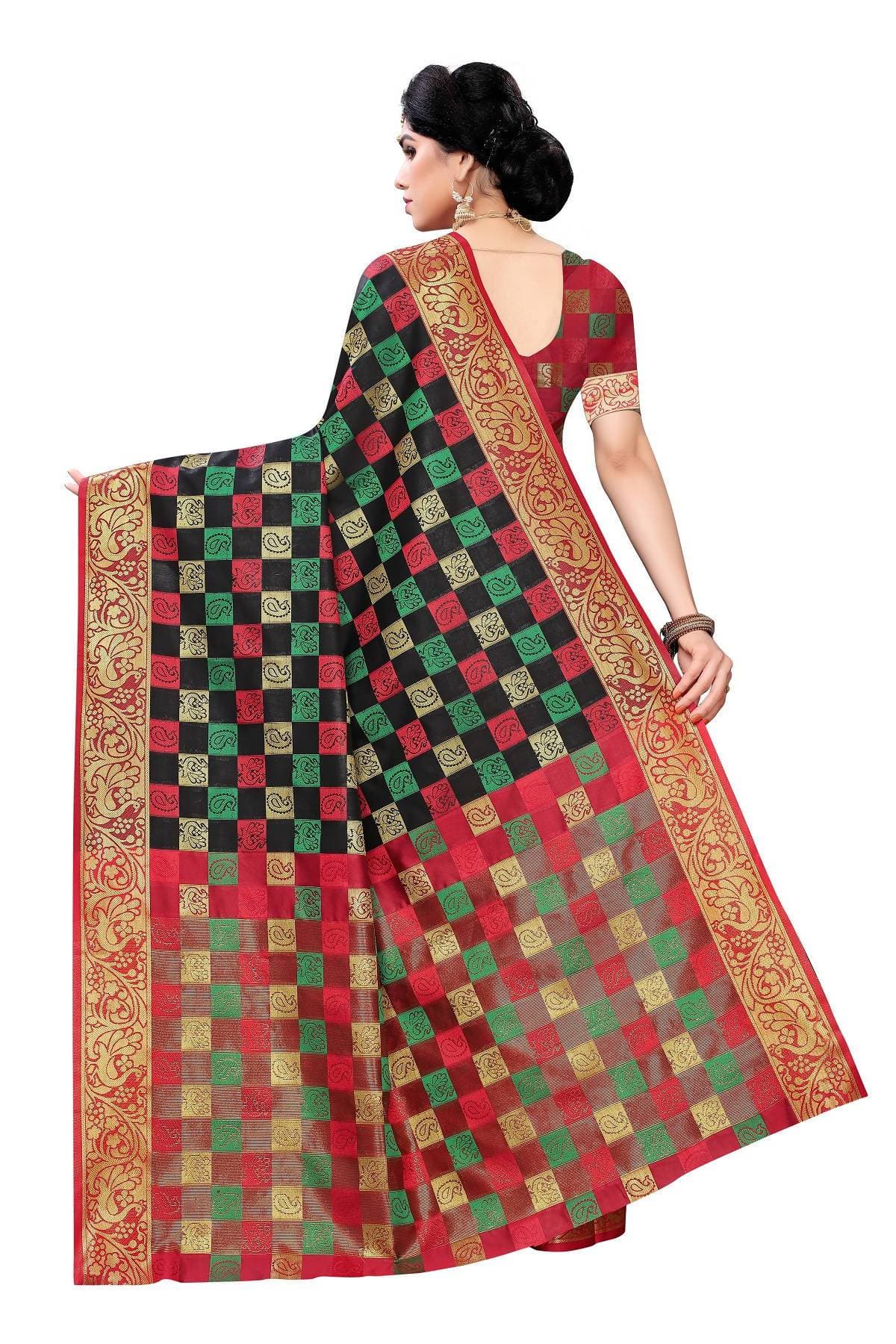 Vamika Banarasi Jaquard Traditional Black Weaving Saree | Swadesiicart