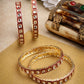 NVR Women's Set Of 4 Gold-Polished Red Kundan-Studded Traditional Bangles - Swadesiicart