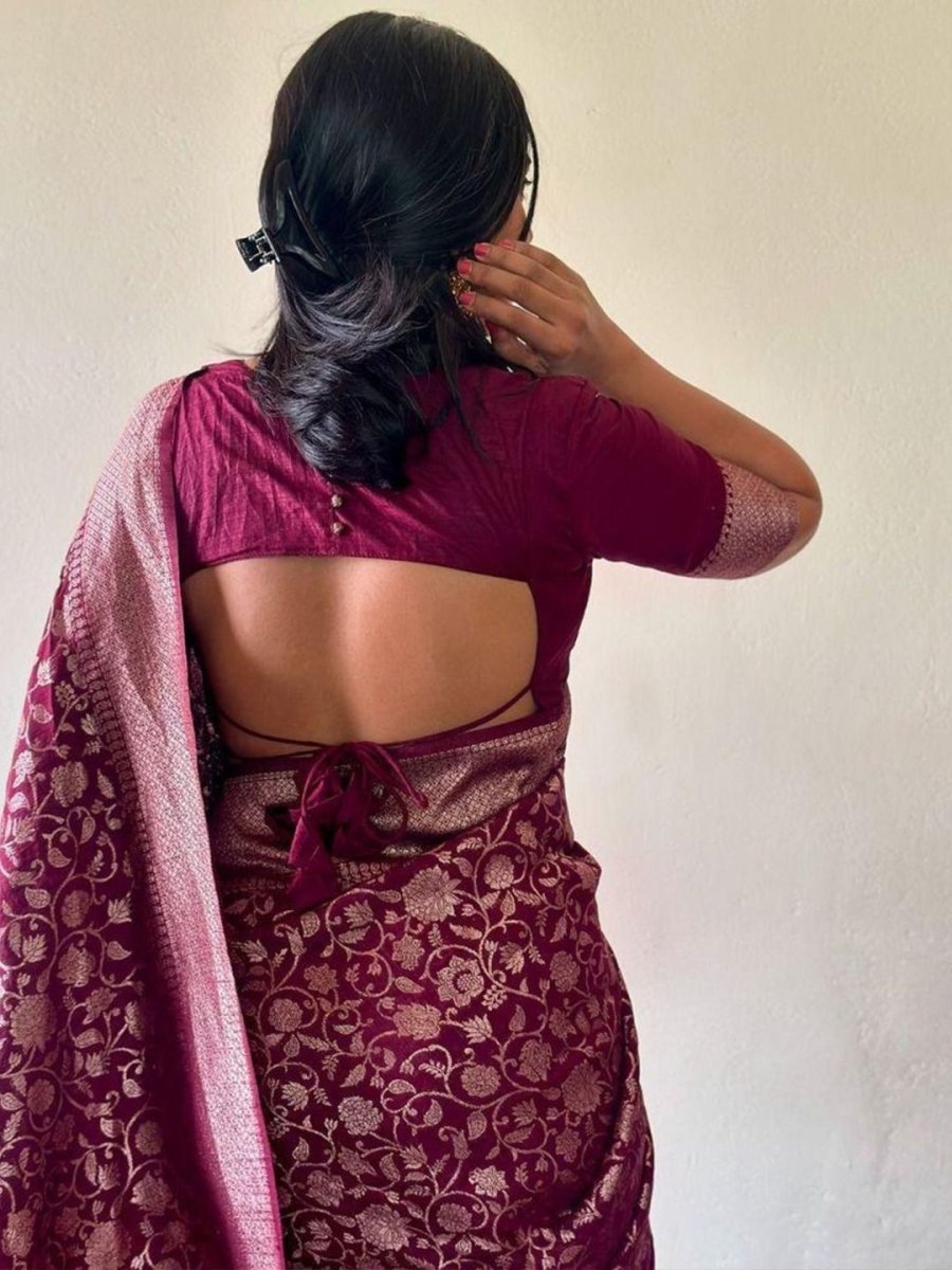 Anouk Floral Woven Design Zari Banarasi Saree | Swadesiicart