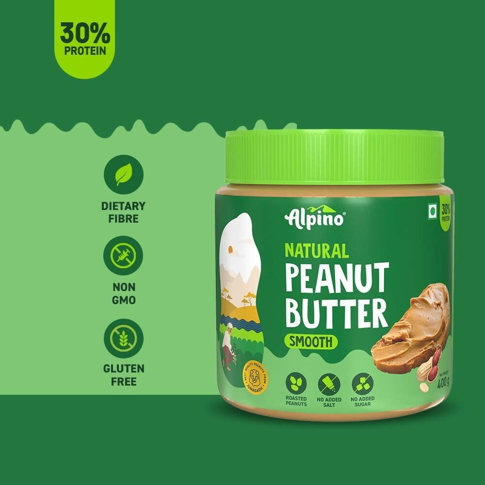 Alpino Natural Peanut Butter Smooth Unsweetened | Swadesiicart