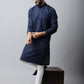 Even Apparels Navy blue Color Pure Cotton Men's Kurta With Band Collar (PRT1184-NVC) | Swadesiicart