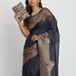 Shree Shyam Fashion Linen Cotton Navy Blue Saree