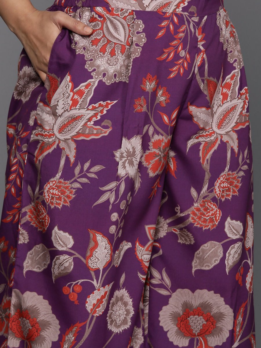 Ahalyaa Women's Traditional Wear Co-ords - Purple - Swadesiicart