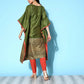 Ahalyaa Women Mehendi Poly Silk Gold Printed Kaftan Kurta | Swadesiicart