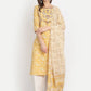 Anubhutee Yellow Ethnic Motifs Printed Panelled Pure Cotton Kurta with Salwar & With Dupatta | Swadesiicart