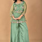 Morchari Women And Hand Embroidery Palazzo Set-Green - Swadesiicart