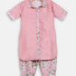 Ahalyaa Pink Poly Silk Solid Kids Kurta with Printed Pant Set For Girls | Swadesiicart