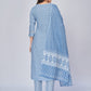 NOZ2TOZ Women's Printed & Embroidered Straight Cotton Sky Blue Kurta Pant With Dupatta (3Pcs Set) - Swadesiicart