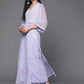 Ahalyaa Lavender & White Floral Printed High Slit Sequined Kurta with Palazzos | Swadesiicart