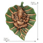 eCraftIndia Metal Golden Lord Ganesha On Green Leaf Wall Hanging Sculpture - Swadesiicart