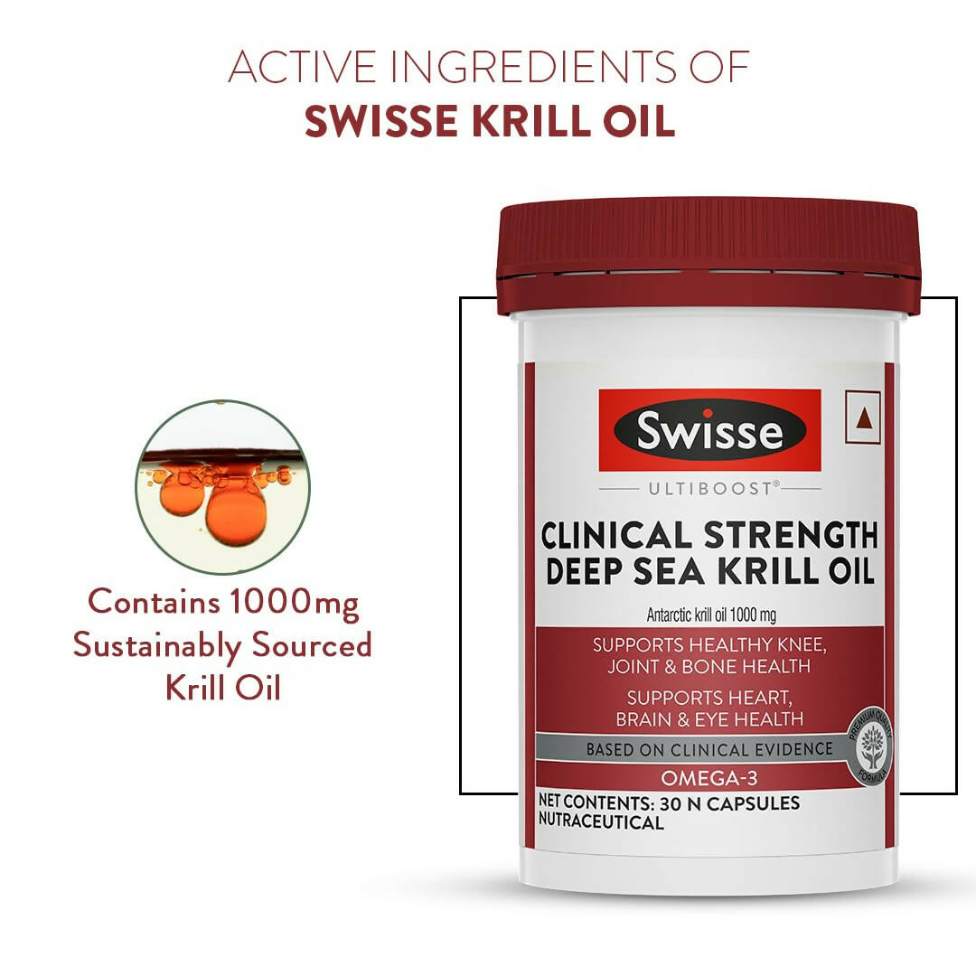Swisse Clinical Strength Deep Sea Krill Oil Capsules | Swadesiicart