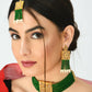 Mominos Fashion Johar Kamal Gold-Polished Kundan & Pearls Necklace Green/Golden Color Choker Set | Swadesiicart