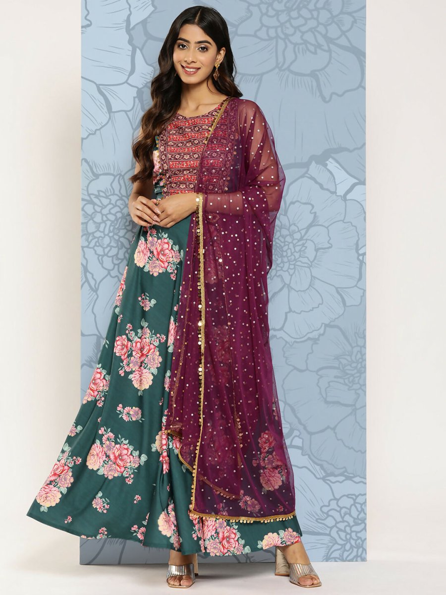 Ahalyaa Women's Traditional wear Lehenga Choli - Green | Swadesiicart