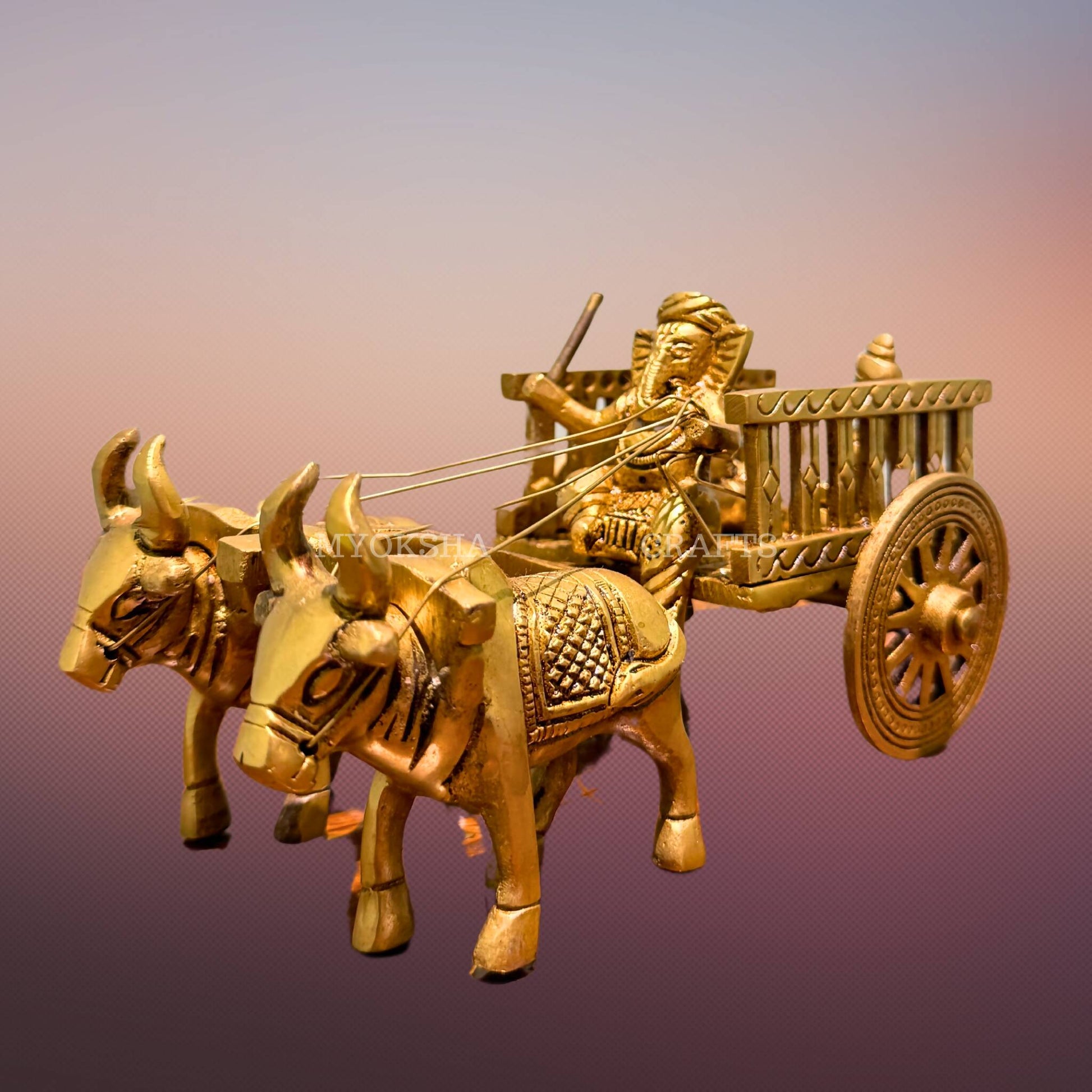 Brass Bullock Cart with Ganesha | Swadesiicart