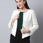 Even Apparels White 100% Viscose Open Front Statement Women's Jacket | Swadesiicart