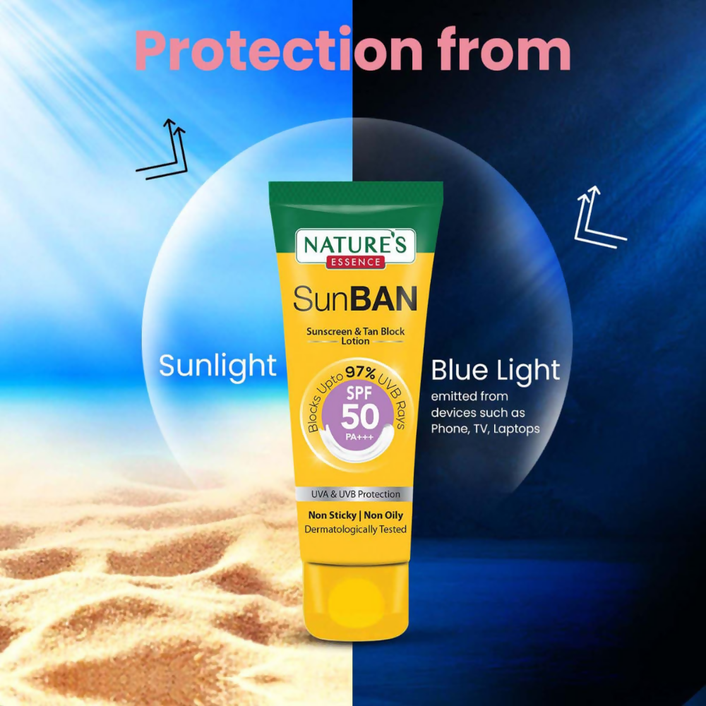 Nature's Essence Sunban Sunscreen & Tan Block Lotion SPF 50 - Swadesiicart