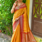Vishnu Weaves Women's Yellow South Silk Zari Woven Saree with Unstitched Blouse - Swadesiicart