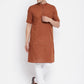 Even Apparels Brown Pure Cotton Men's H/S Kurta With Band Collar | Swadesiicart
