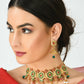 Mominos Fashion Johar Kamal Women Gold-Polished Brass Finish Meena & Pearls Work Choker | Swadesiicart
