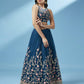 House of Panchhi Teal Net Semi stitched Coding and Mirror Work Lehenga Choli | Swadesiicart