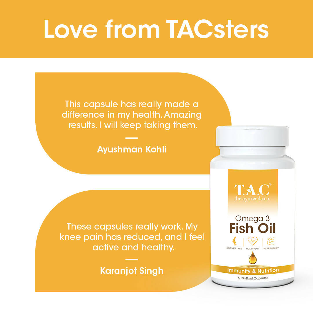 TAC - The Ayurveda Co. Omega 3 Fish Oil Soft Gel Capsules - Swadesiicart