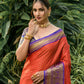Jyoti Fashion Women's Orange Kanjivaram Silk Zari Woven Saree with Blouse | Swadesiicart