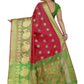 Vamika Banarasi Cotton Silk Red Weaving Saree | Swadesiicart