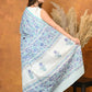 Very Much Indian Handblock Printed Cotton Saree With Natural Dyes - White | Swadesiicart