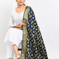Mominos Fashion Moeza Women's Banarsi Silk Floral Woven Design Navy Blue Dupatta - Swadesiicart