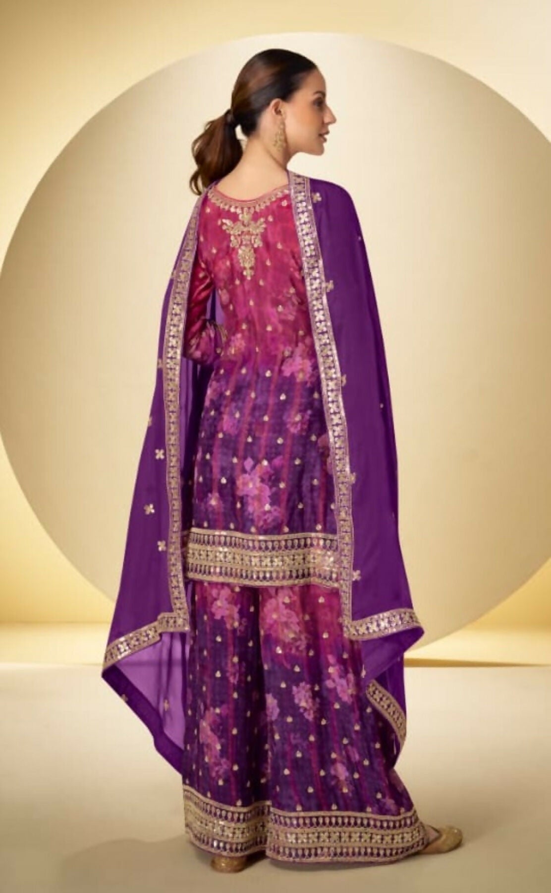 Anaita Purple Chinon Silk Readymade Suit with Sequence Work