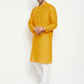 Even Apparels Yellow Pure Cotton Long Men's Kurta With Band Collar | Swadesiicart