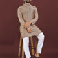 Anaita Brown Embroidered Silk Straight Kurta