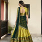 Lorenvalley Parrotgreen Cotton Silk Weaving Work With Paithani Concept Lehenga Choli | Swadesiicart