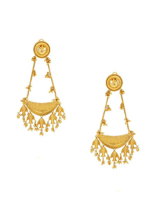 Kundan Antique Finish Chandelier Earrings - Ruby Raang | Swadesiicart