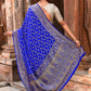 Joban Fashion Violet Crepe Chiffon Pure Handloom Banarasi Silk Saree | Swadesiicart