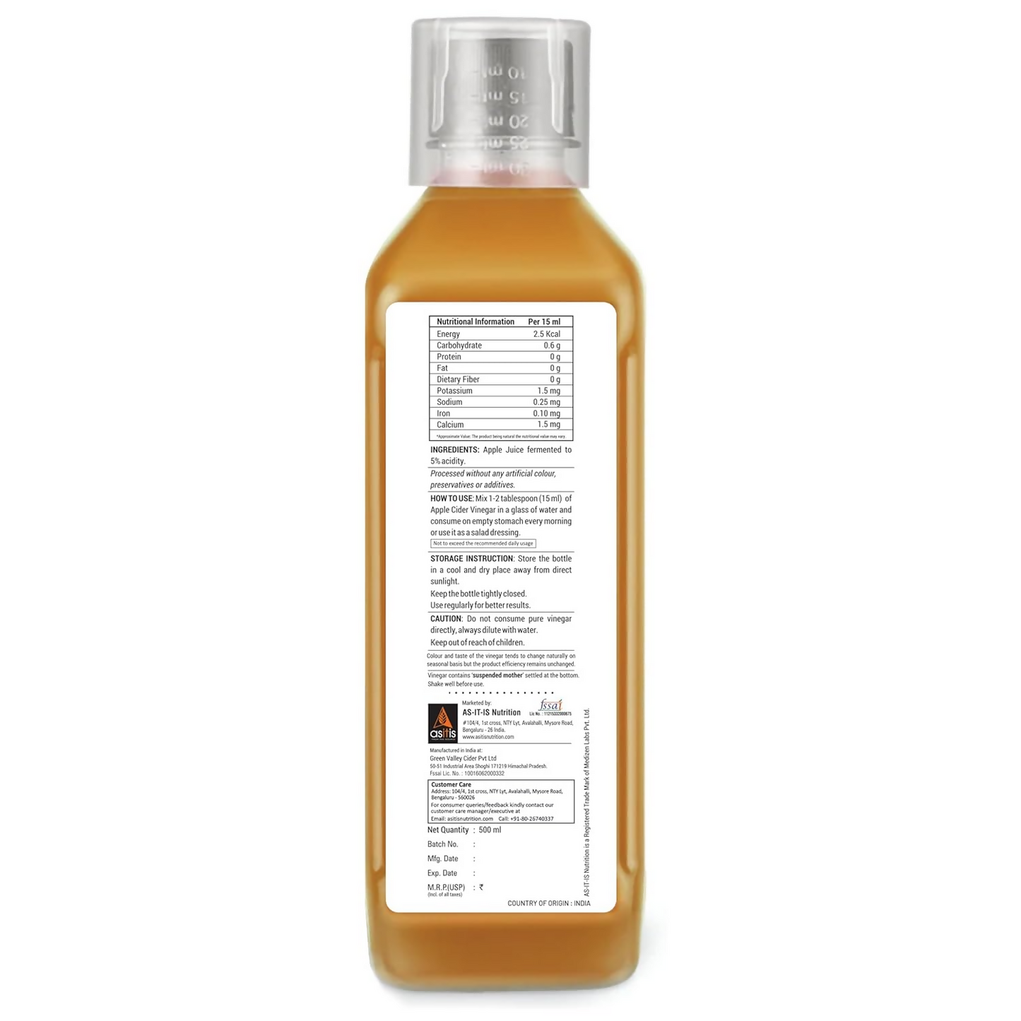 AS-IT-IS Nutrition Raw Apple Cider Vinegar with Mother | Swadesiicart